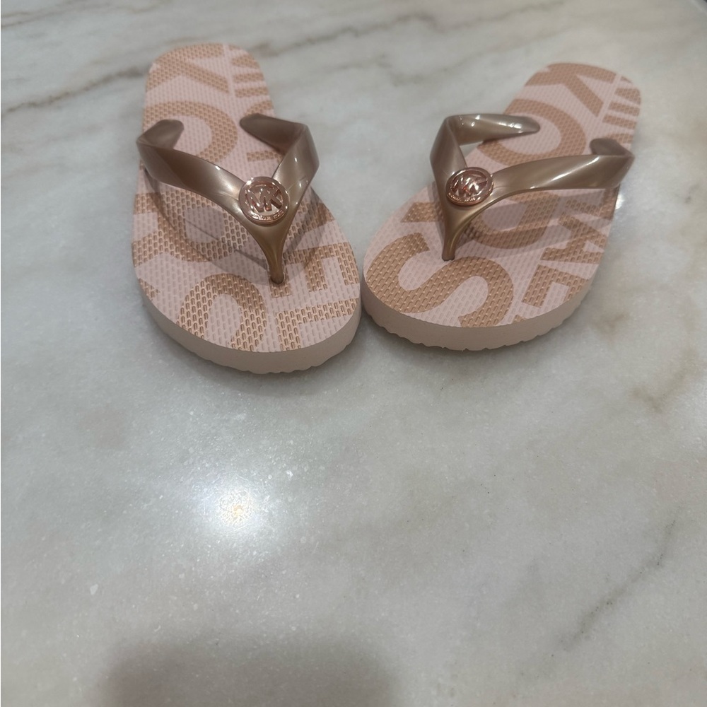 Michael Kors women Pink and Gold Flip Flops
